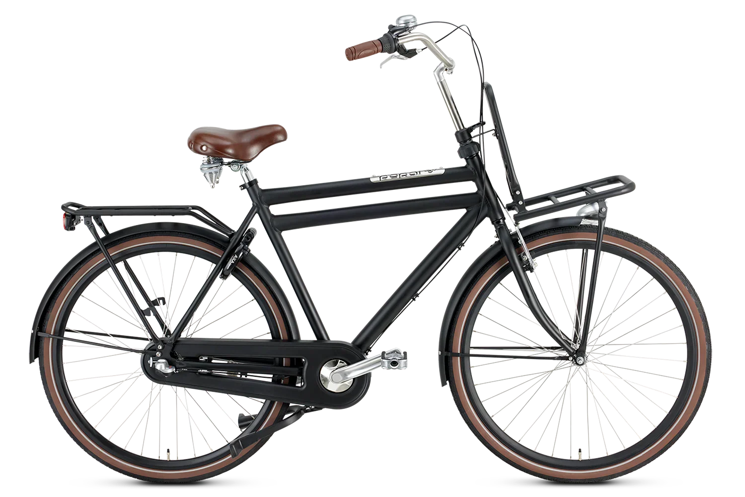 28 Zoll Aluminium 3 Gang Herren Hollandrad Daily Dutch Prestige schwarz matt mit Frontträger