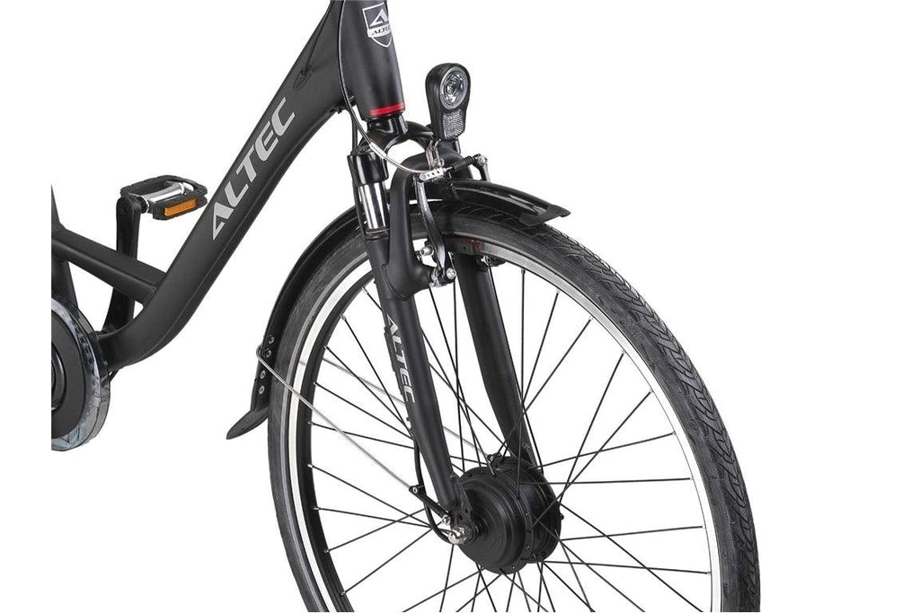 518 Wh Aluminium Pedelec (E-Bike) mit Federgabel Altec Sirius, schwarz (matt) 7 Gang Shimano - fahrrad-Ass.de