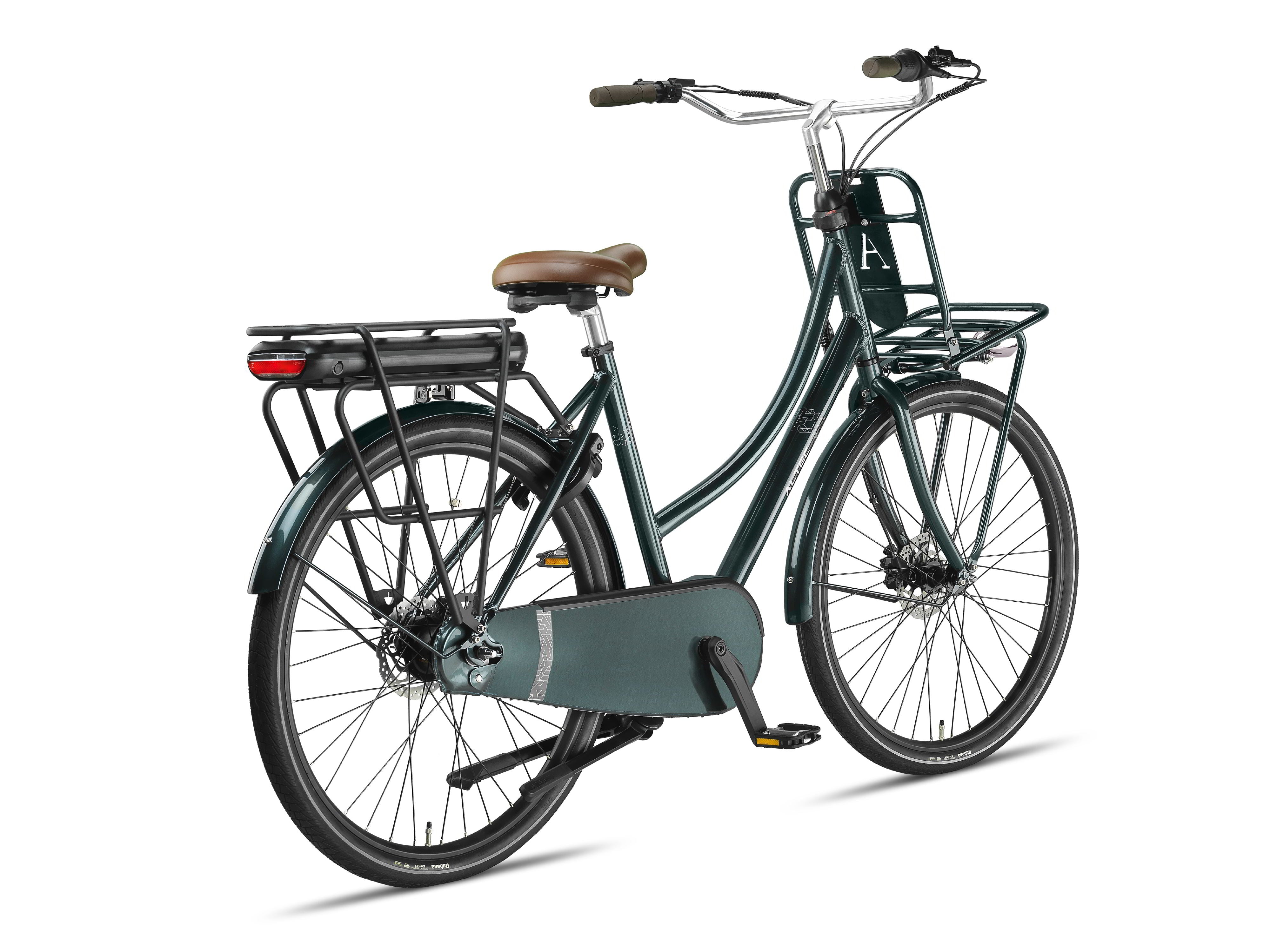 e bike hollandrad mit korb 80 Nm Mittelmotor Hollandrad Altec Troja grün 7 Gang Pedelec 468 Wh hy – fahrrad-Ass.de