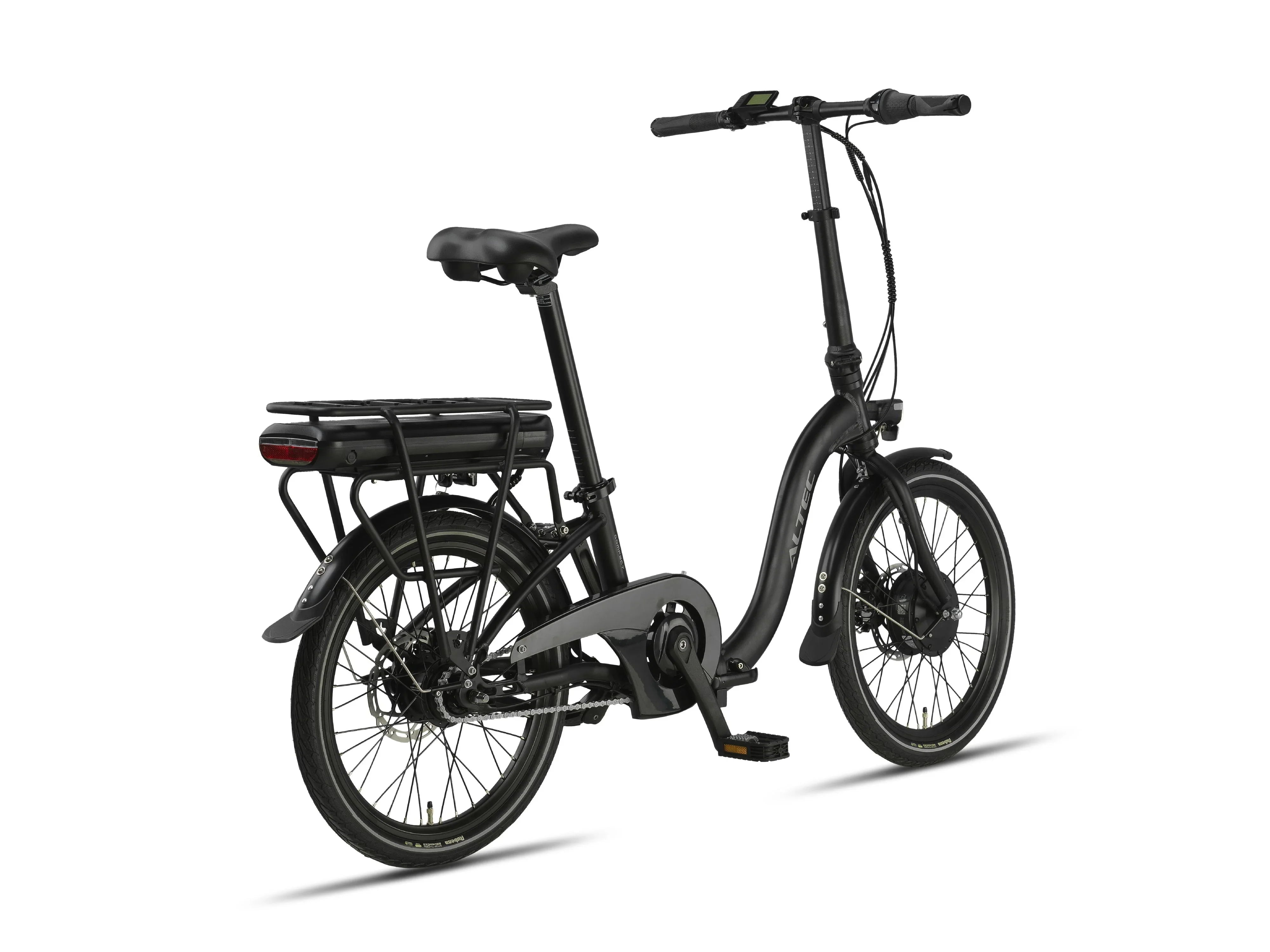 emo klapprad E-Faltrad Altec Compact matt schwarz 7 Gang E-Bike Klapprad hydraulisc – fahrrad-Ass.de