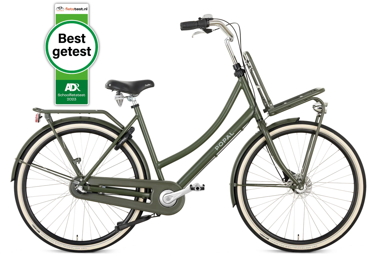grünes hollandrad 28 Zoll 3 Gang Hollandrad Daily Dutch Plus army green mit Frontträger