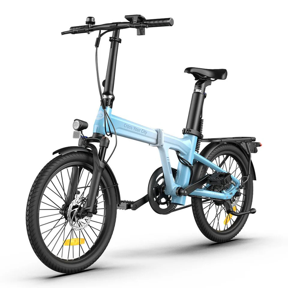 e- bike klapprad 20" Elektro Alu. Klapprad Faltrad ADO Air Ultra 20 blau Riemenantrieb – fahrrad-Ass.de