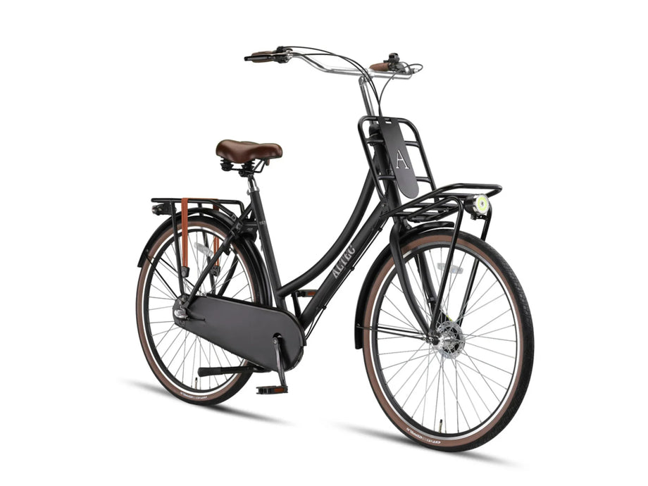 28 Zoll Aluminium Altec Retro 3 Gang Hollandrad schwarz matt mit Front –  fahrrad-Ass.de