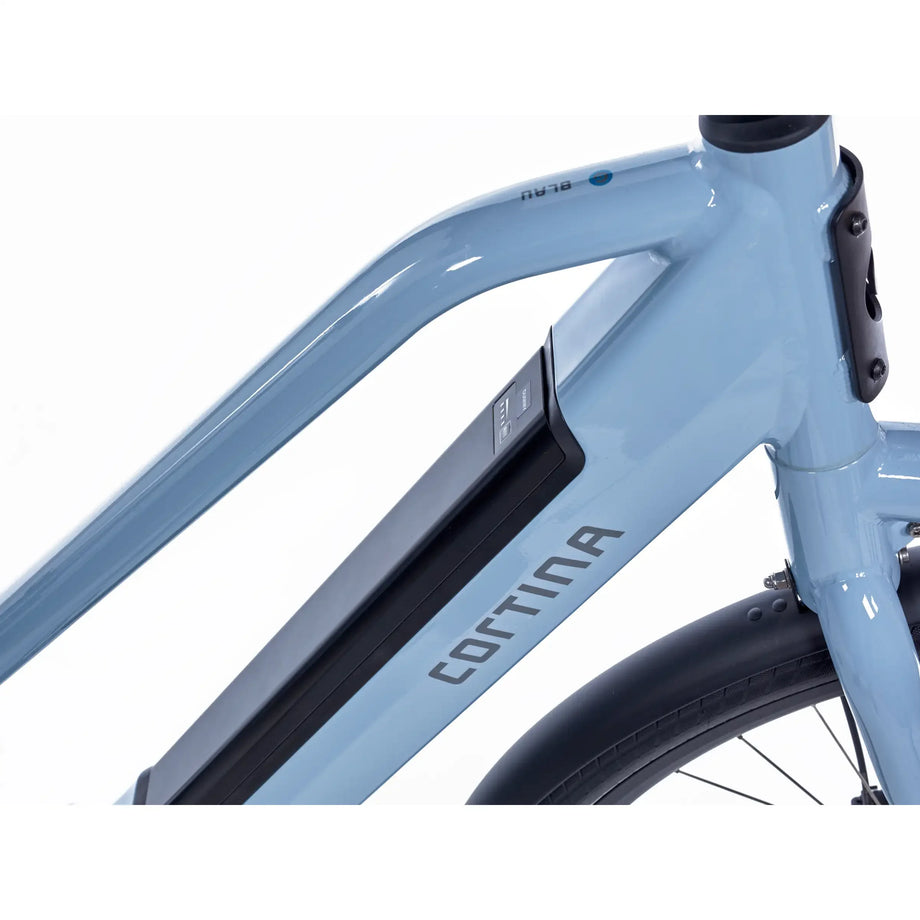 cortina blau damenrad Cortina E-Blau 7 Gang 90Nm MITTELMOTOR Elektro Pedelec Riemenantrieb A – fahrrad-Ass.de