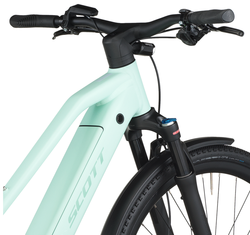fahrrad mit gates riemenantrieb Scott E-Passage 10 Slope Gates Riemenantrieb Shimano Nexus 8speed Leichter Bosch SX 55Nm Mittelmotor 400Wh mint green