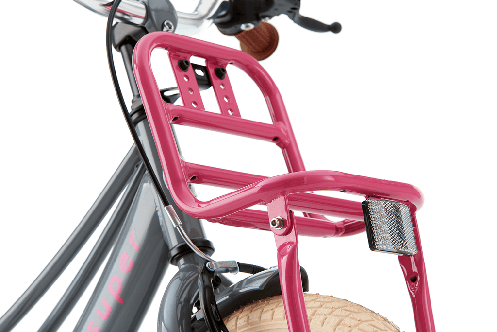 14 Zoll Hollandrad Lola grau-pink mit Frontträger - fahrrad-Ass.de