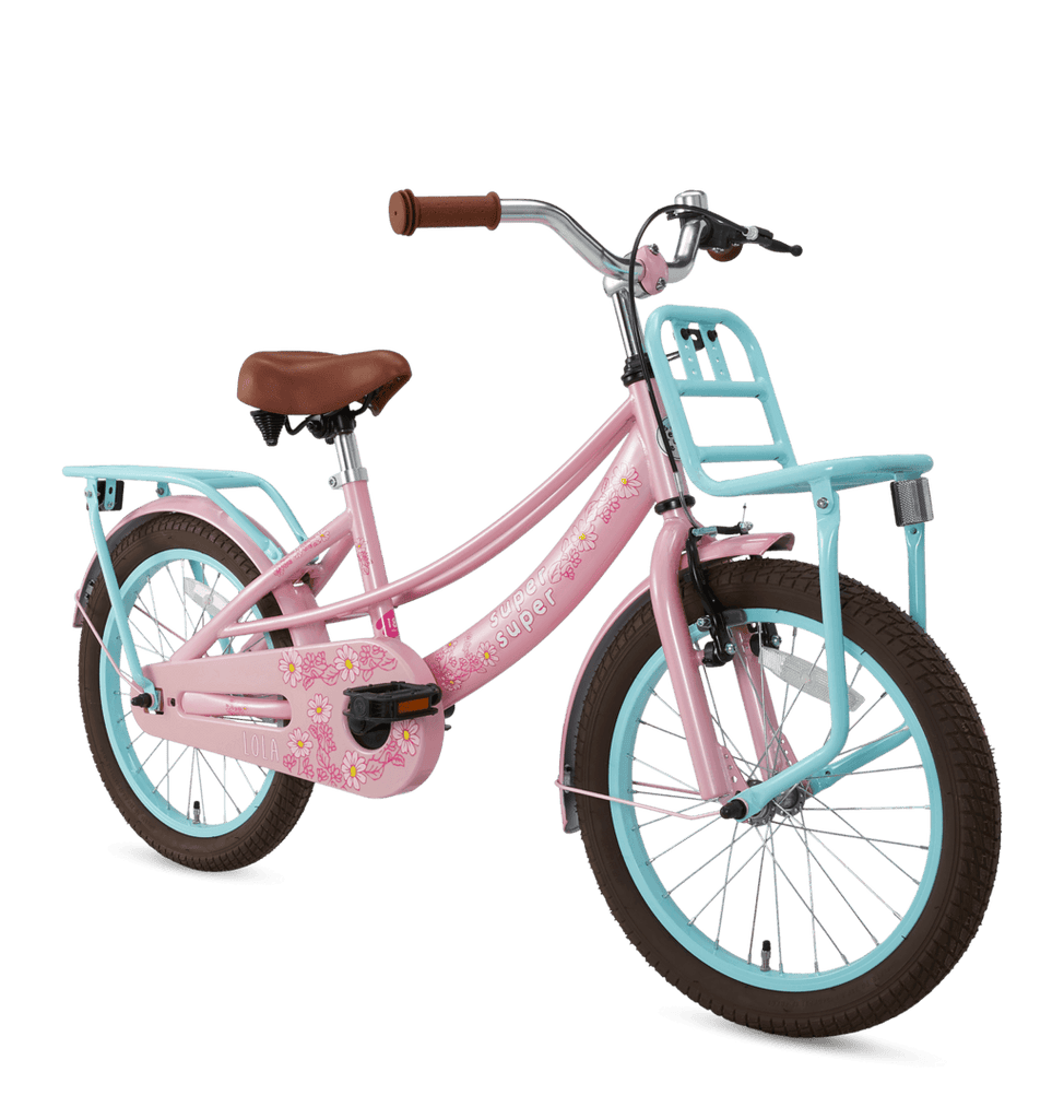 18 Zoll Hollandrad Lola rosa-türkis mit Frontträger - fahrrad-Ass.de
