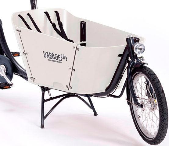 Komplettangebot Babboe City EPower 2Rad bakfiets 7Gang Shimano Special Edition weiß ink Regendach - fahrrad-Ass.de